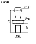 Mocowanie sprężyny gazowej 00038