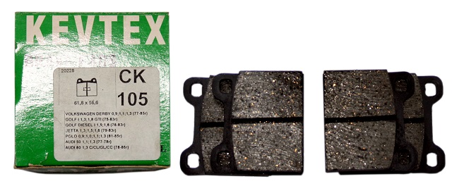 Przednie klocki hamulcowe Audi 50, 80, Volkswagen Derby, Golf I, Jetta I, Passat, Polo, Santana, Scirocco Indeks: CK 105