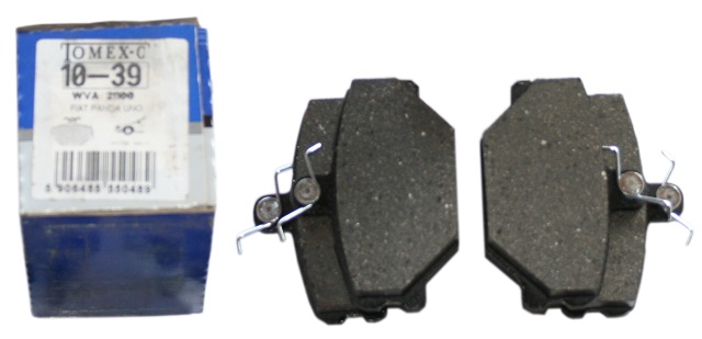 Przednie klocki hamulcowe Autobianchi Y10, Fiat Panda (141A), Panda Van (141), Tempra (159), Tipo (160), Uno (146A/E), Lancia Dedra (835), Y10 (156) Indeks: 10-39